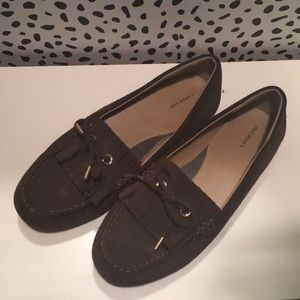 Lands End brown suede loafers